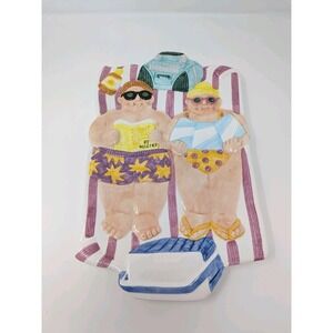 Chubbies 1996 Lotus Beach Couple Sunbathing Vintage Appetizer Ceramic Platter